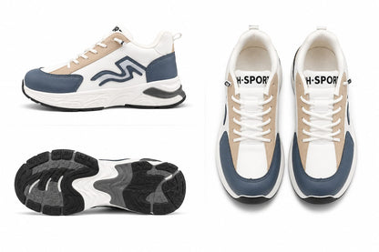 Men's H-Sport Color-Block Running Sneakers – White Navy Lace-Up Shoes