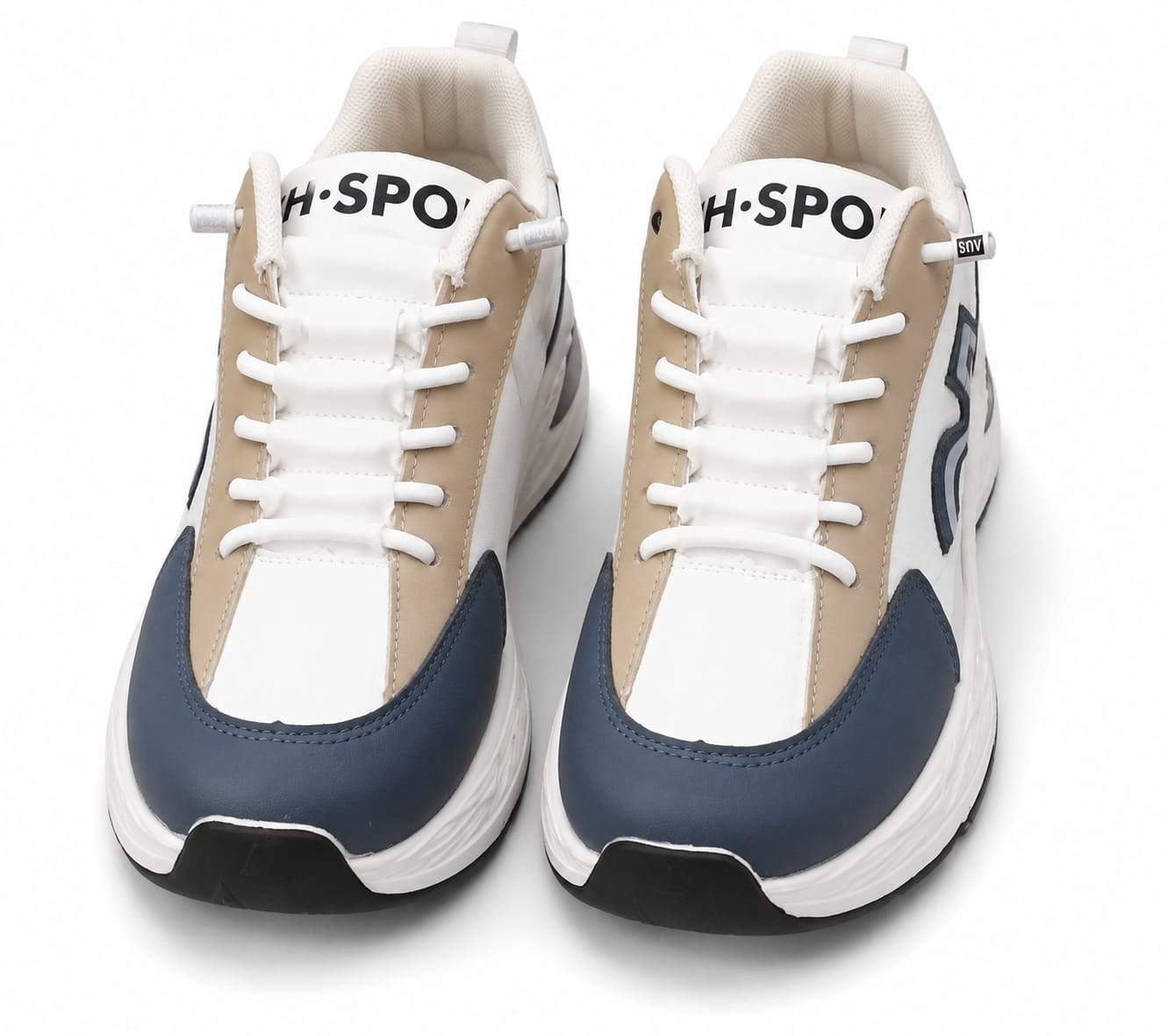 Men's H-Sport Color-Block Running Sneakers – White Navy Lace-Up Shoes