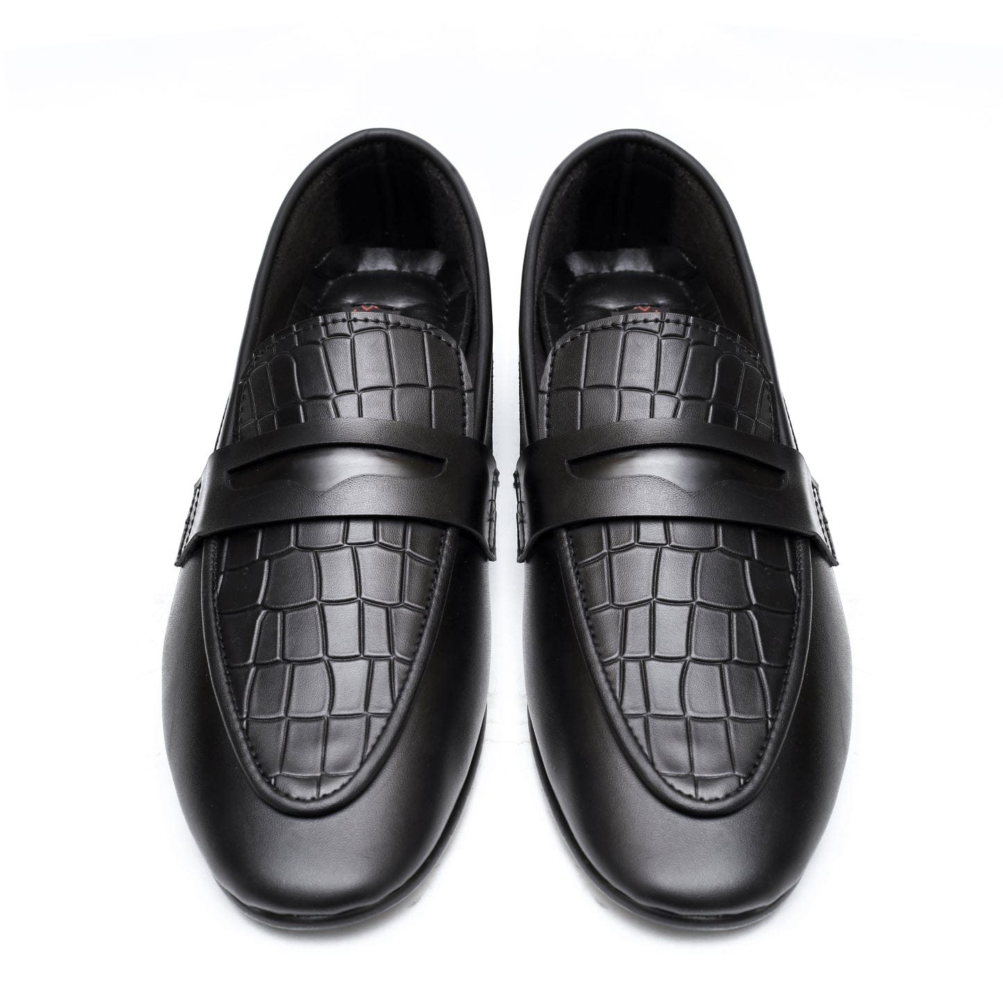 Mara Kadam Penny Loafers — Black Croc-Embossed | Men's Formal Slip-On Shoes
