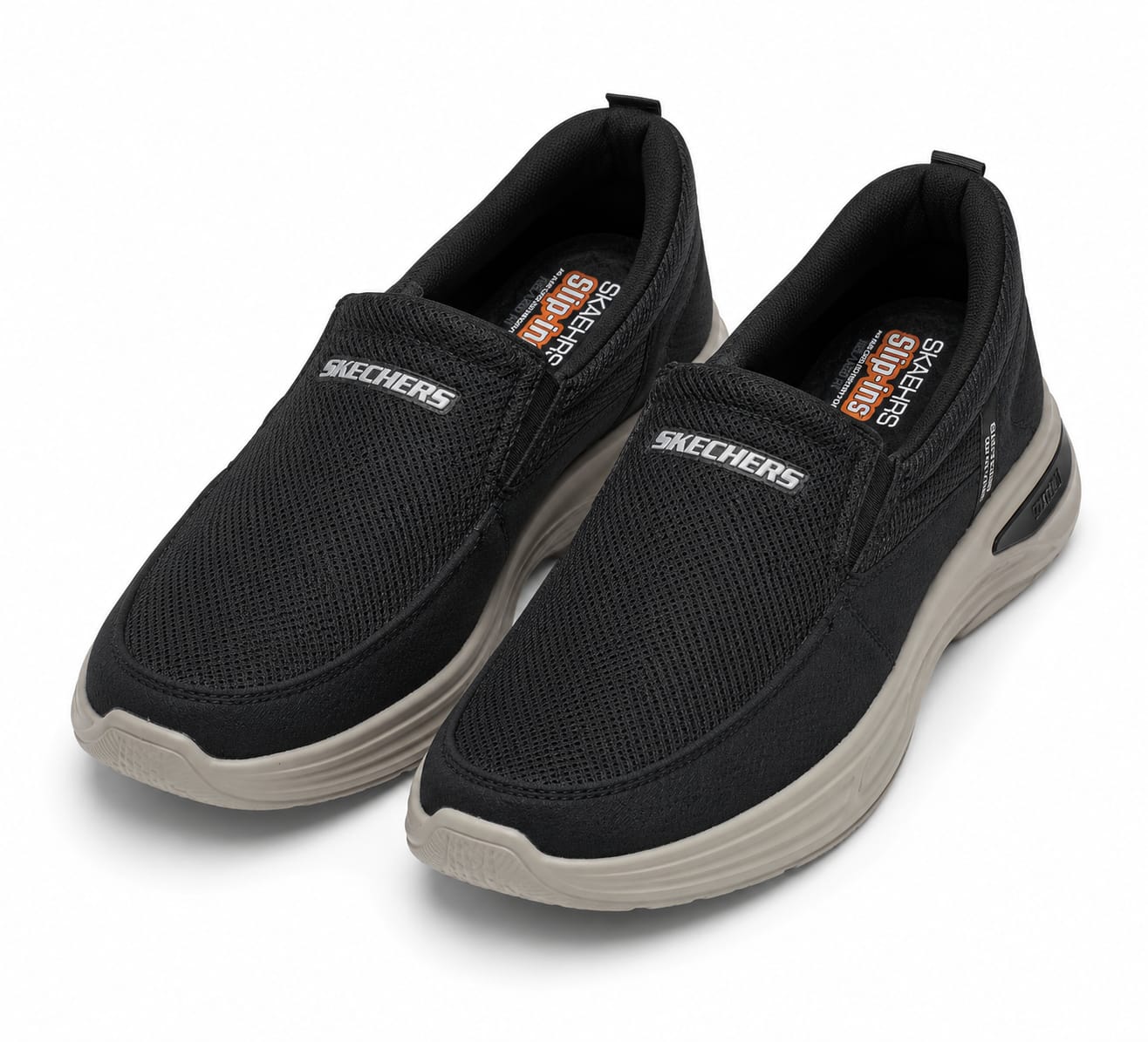 Men's Black Mesh Slip-On Walking Shoes – Hands-Free Arch Fit Comfort Sneakers