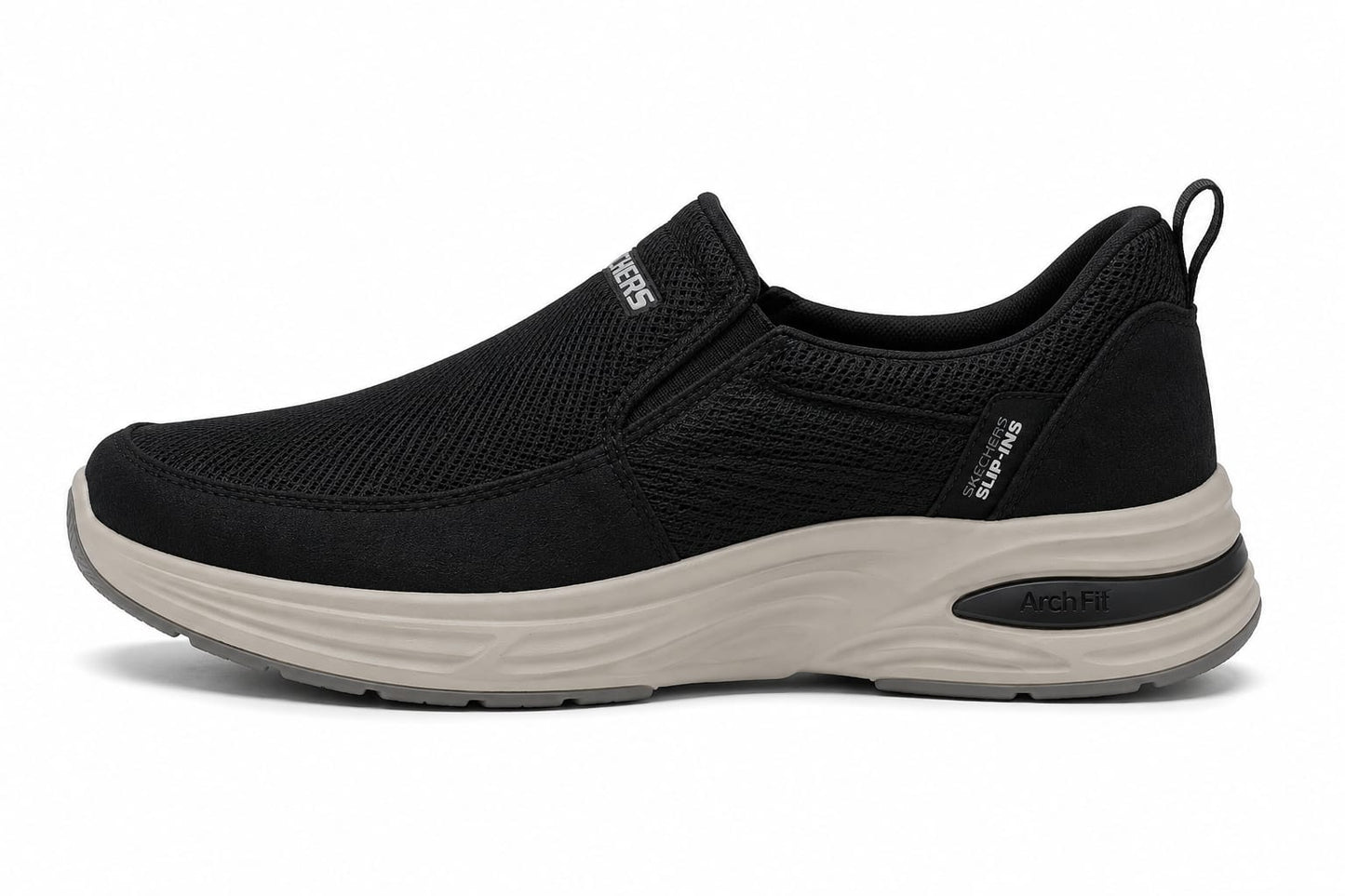 Men's Black Mesh Slip-On Walking Shoes – Hands-Free Arch Fit Comfort Sneakers