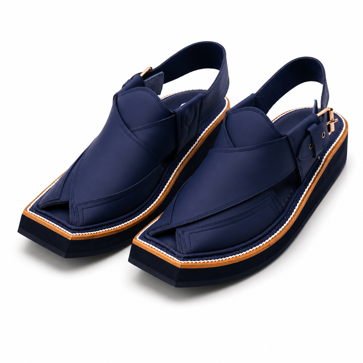 Mera Kadam Royal Navy Peshawari Chappal - Imran Khan Style Platform Sole