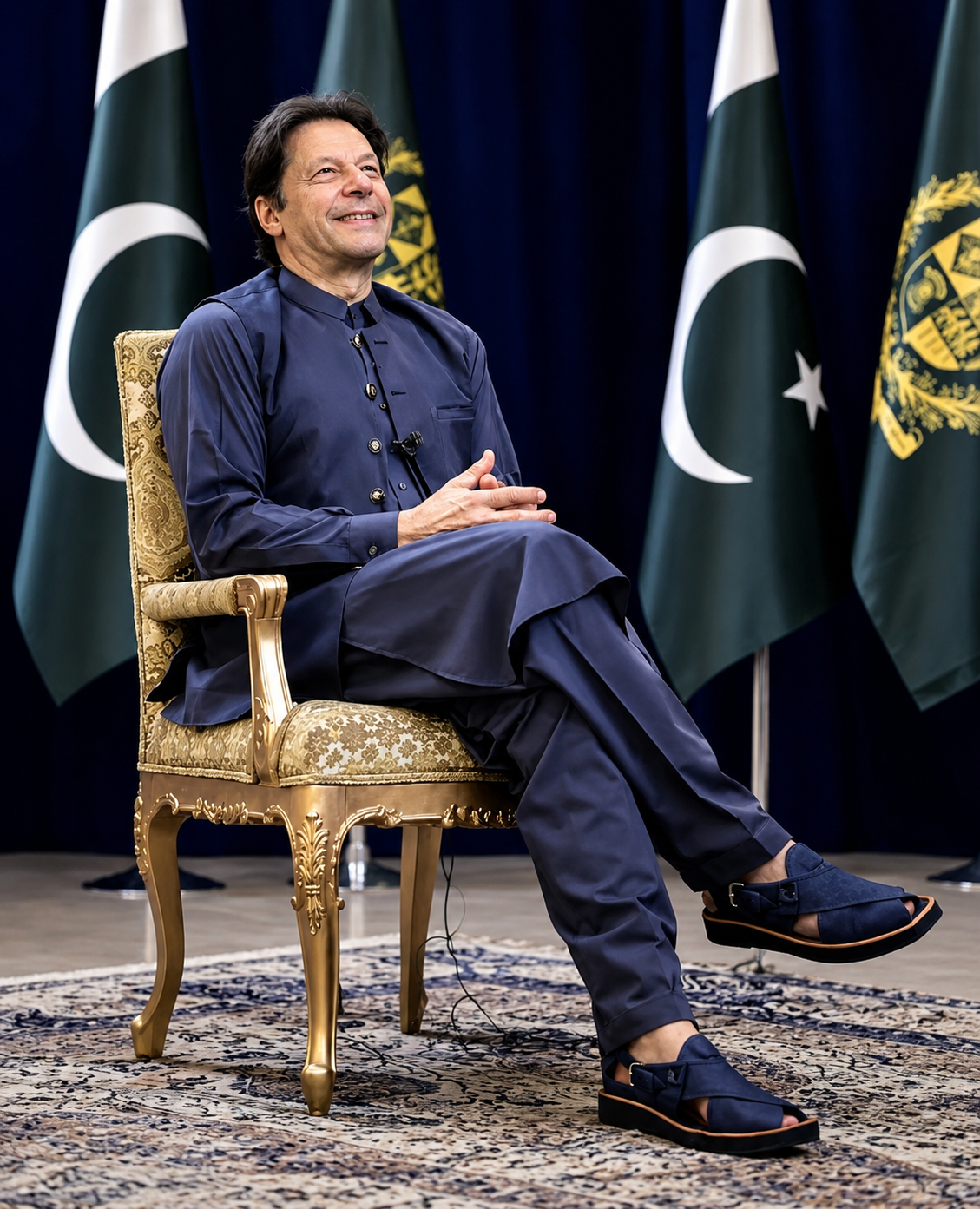 Mera Kadam Royal Navy Peshawari Chappal - Imran Khan Style Platform Sole