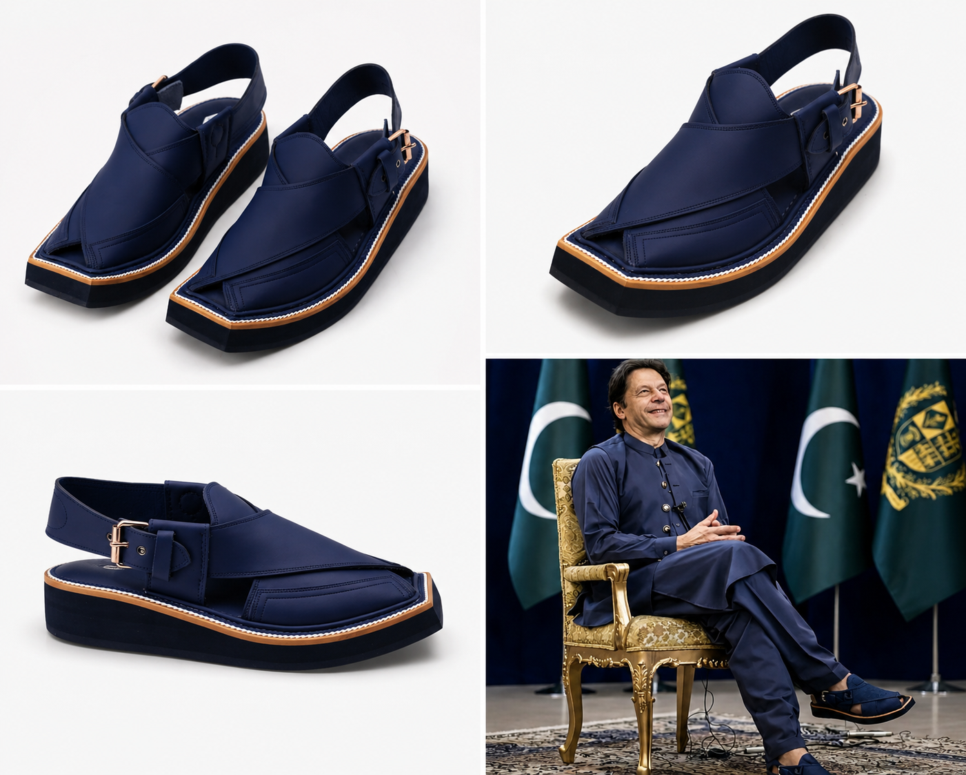 Mera Kadam Royal Navy Peshawari Chappal - Imran Khan Style Platform Sole